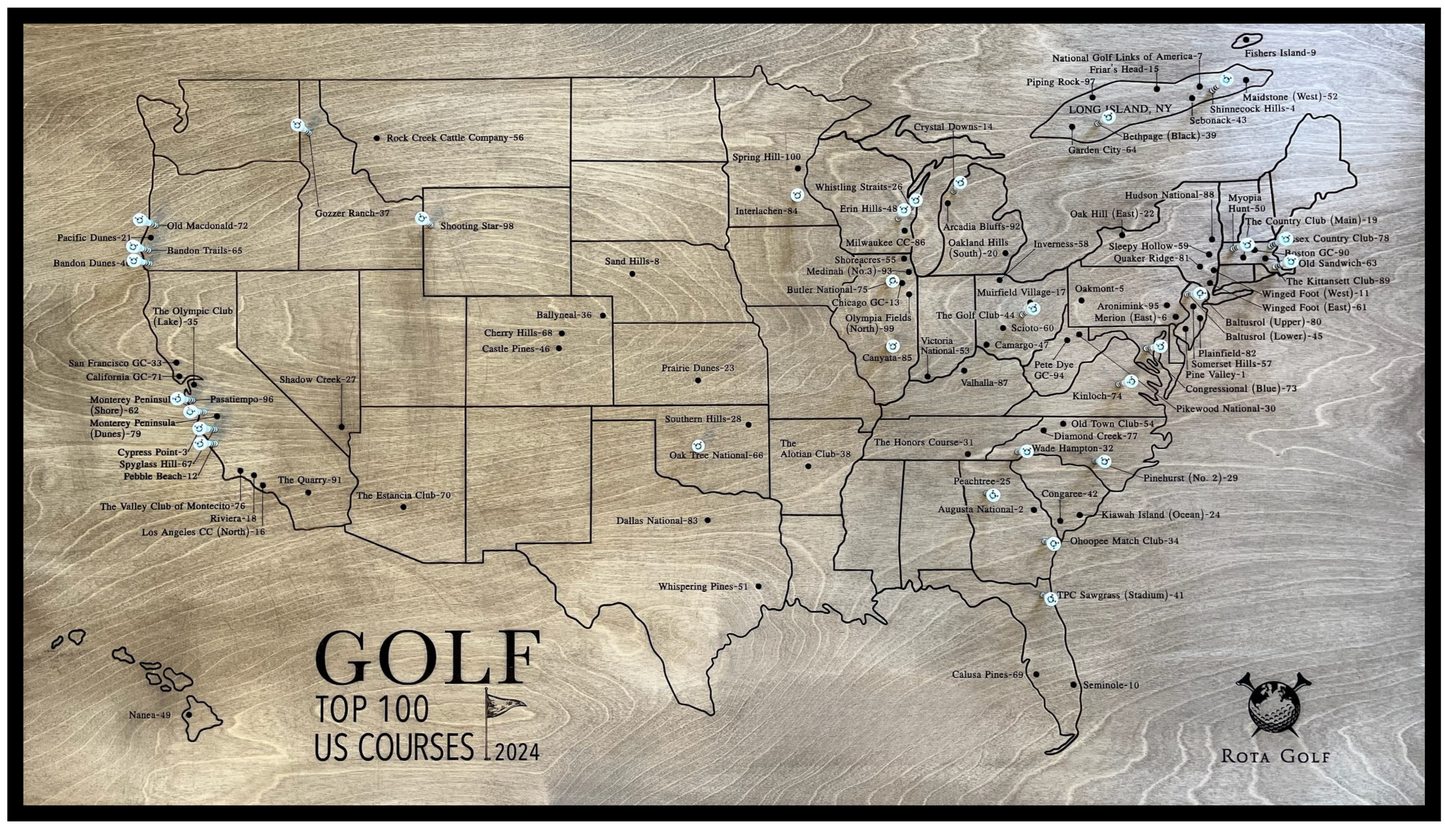 U.S. Top 100 Private/Public Golf Course Map